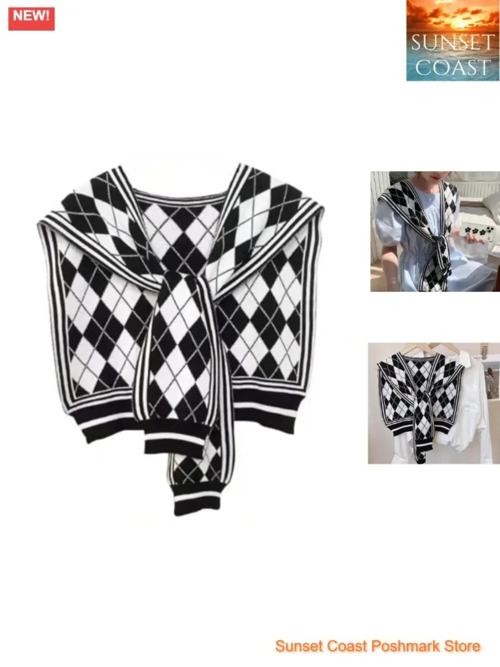 Sweater Knit Shawl Wrap Poncho Cape with Sleeves - Travel Casual